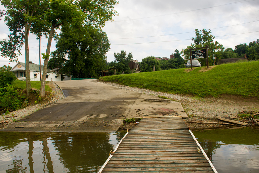 Monongahela River public boat ramp at the Pennsylvania Fish and Boat Commission Speers Landing access on River Avenue in Speers, Pennsylvania
