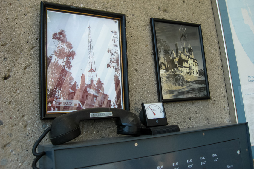 Pictures of the Sutro Mansion hang on the wall of the Sutro Tower office