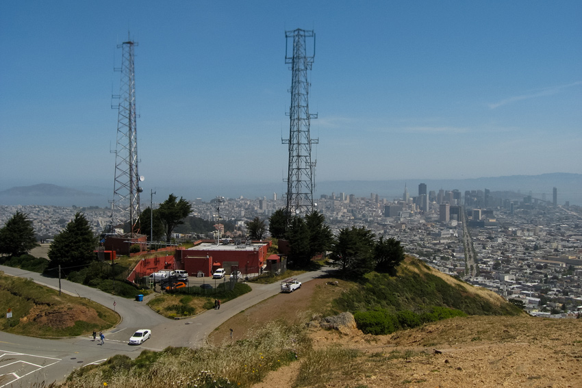 San Francisco's Central Radio Station (1977) and the city beyond from the northern peak of Twin Peaks